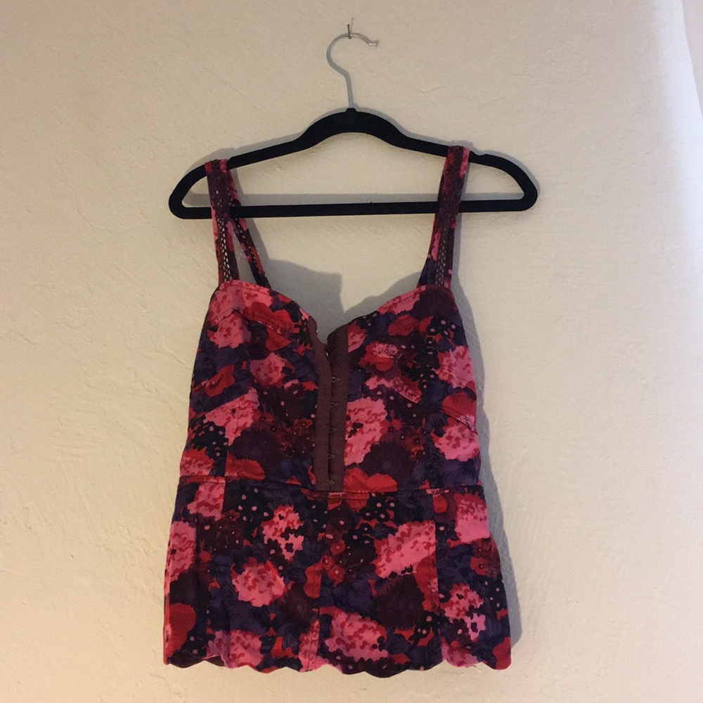 Free People Floral Corset Tank